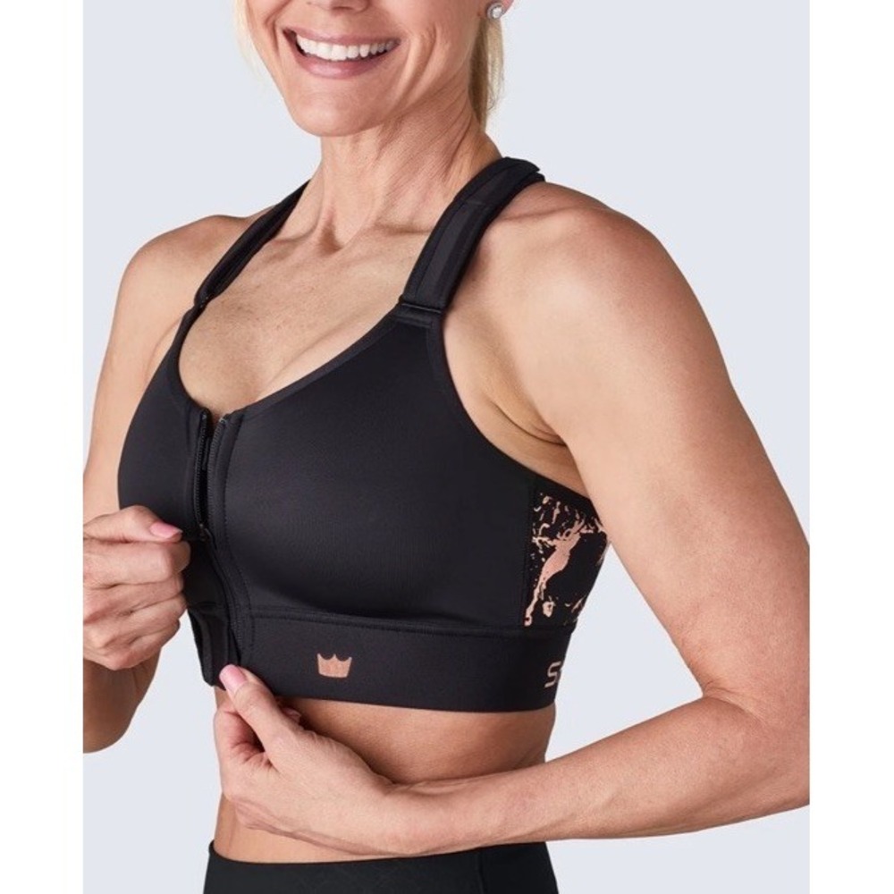 Shefit Sports Bra Size Medium Luxe Black High Support Workout Fitness Activewear